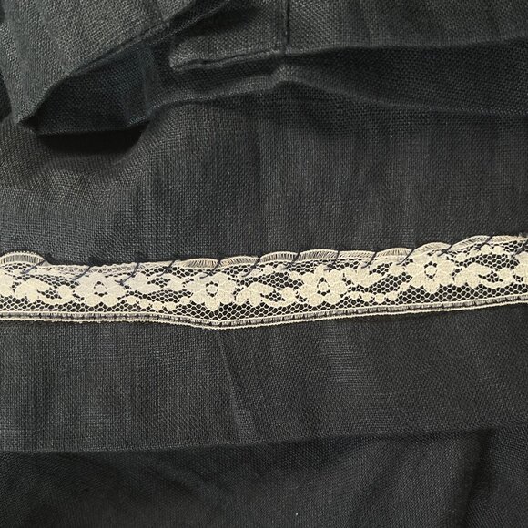 Handmade 100% Linen Midi Skirt Pleated Button Up High Rise Vintage Retro Rustic - Picture 6 of 7